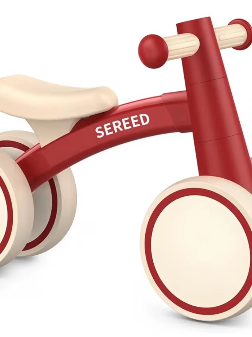 New in the Box Sereed Baby Balance Bike - Natural Kraft Brown and Red